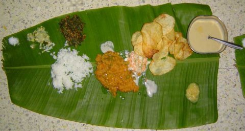 Lunch from Karanataka on Plantain leaf